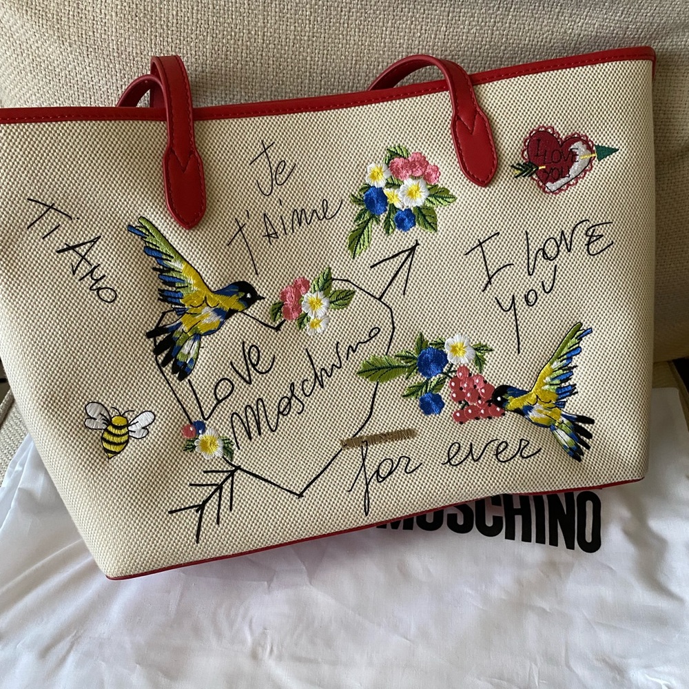 LOVE Moschino embroidered canvas tote